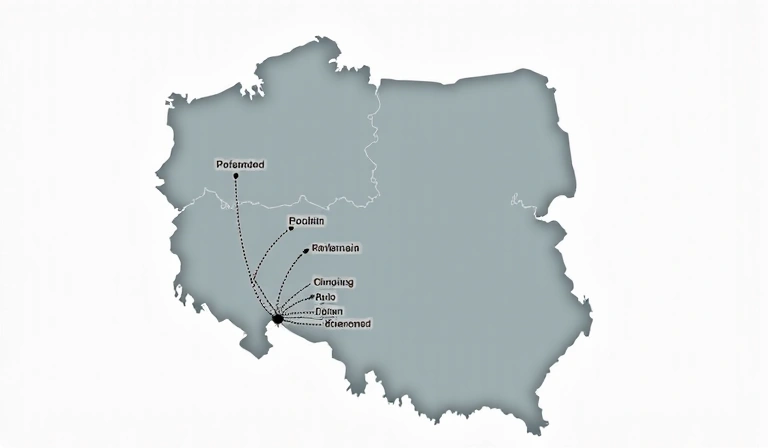 Map of Poland with delivery routes