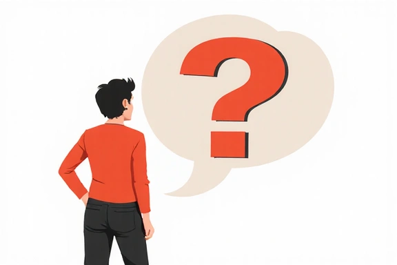 Person asking questions with a thought bubble