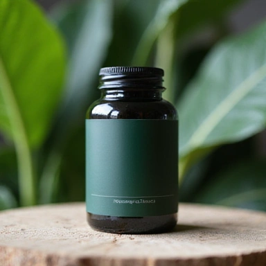 Miniatura butelki naturalnego suplementu VerdoForte na tle roślin